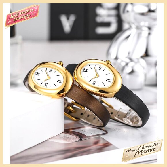 Gold-Tone Oval Dial Bangle Watch, Quartz Movement, 24mm, Water Resistant main image 4